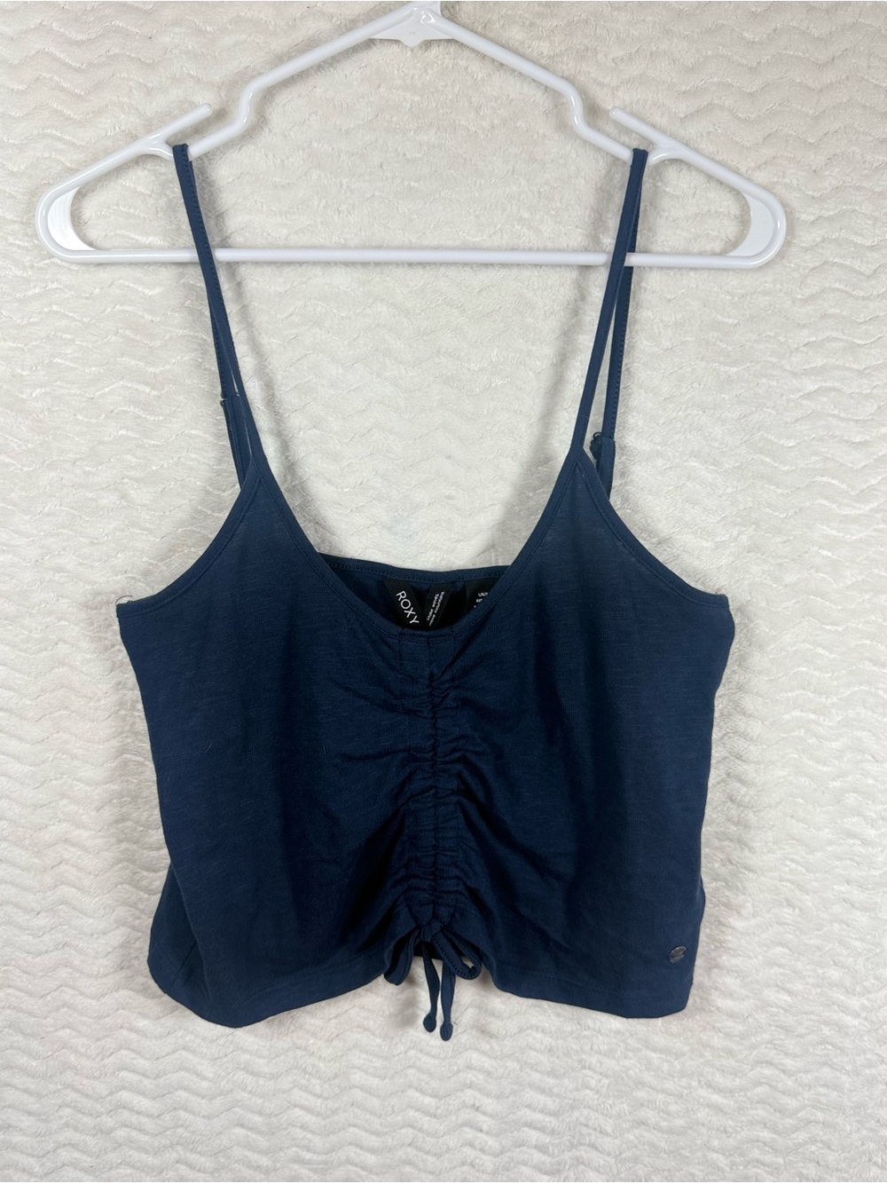 Roxy Navy Drawstring Ruched Cami Tank
